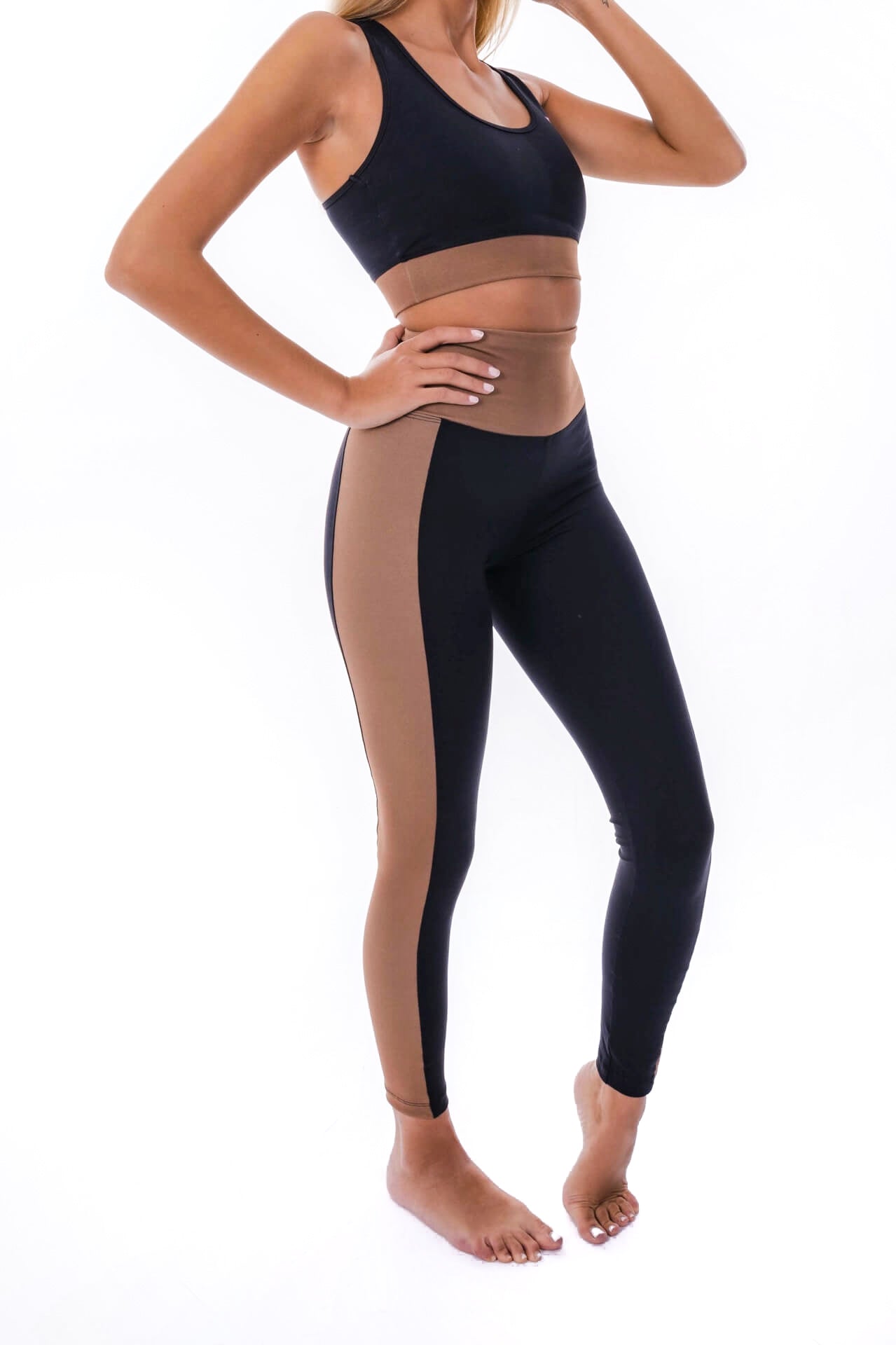 Leggings risca lateral - Bege